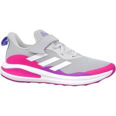 Adidas Kid's FortaRun Elastic Lace Top Strap - Grey Two/Cloud White/Shock Pink