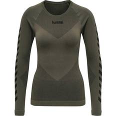 Fitness & Gym - Green Base Layers Hummel First Seamless Jersey L/S Women - Grape Leaf