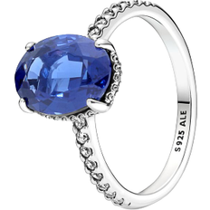 Pandora Sparkling Statement Halo Ring - Silver/Blue/Transparent