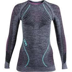 Organic Base Layer Tops UYN Ambityon UW Long Sleeve Shirt Women - Black Melange/Pink Aqua