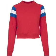 Rot - Sweatshirts Pullover Urban Classics Ladies Sleeve Stripe Crew Sweatshirt - Firered/Brightblue/White