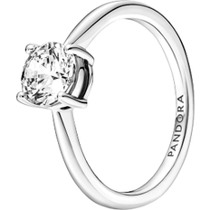 Pandora Plata Anillos Pandora Sparkling Solitaire Ring - Silver/Transparent