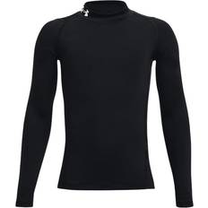 Polyester Basisschicht Under Armour HeatGear Mock Long Sleeve Kids - Black/White