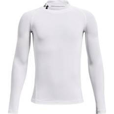 Spandex Strati di base Under Armour HeatGear Mock Long Sleeve Kids - White/Black