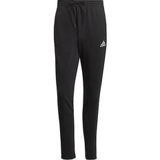 Adidas Essentials Single Jersey Tapered Open Hem 3-Stripes Joggers - Black/White