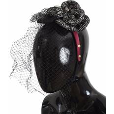 Dolce & Gabbana DG Diadem Headband Tiara Black Floral Fascinator Hair Gold Black ONESIZE