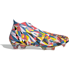 Beige - Women Soccer Shoes Adidas Predator Edge Geometric+ Firm Ground Cleats - Bright Blue/Team Yellow/Solar Red