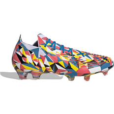 Beige - Women Soccer Shoes Adidas Predator Edge Geometric.1 Firm Ground Cleats - Bright Blue/Team Yellow/Solar Red