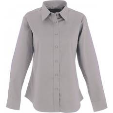 Grey - Women Shirts Uneek Ladies Pinpoint Oxford Full Sleeve Shirt - Silver Grey