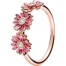 Pandora Emaille Ringe Pandora Daisy Flower Trio Ring - Rose Gold/Pink/Transparent