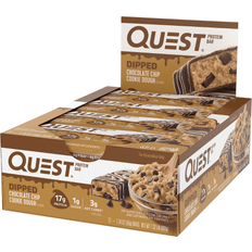 Chocolate dough Quest Nutrition Dipped Chocolate Chip Cookie Dough Protein Bar 12 stk