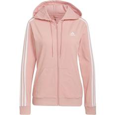 Adidas Women Sportswear Essentials Single Jersey 3-Stripes Full-Zip Hoodie - Wonder Mauve/White