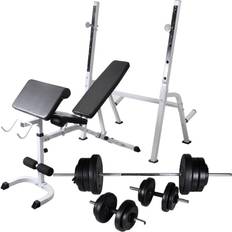 Panche per Esercizi vidaXL Workout Bench with Weight Rack, Barbell and Dumbbell Set 60.5kg