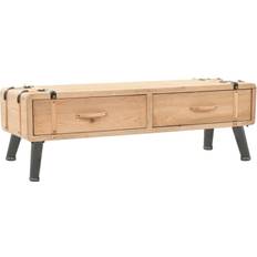 Retractable Drawers TV Benches vidaXL Solid Spruce Natural TV Bench 110x35cm