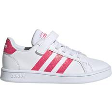 31½ Schlägersportschuhe adidas Kid's Grand Court - Footwear White/Real Pink/Footwear White