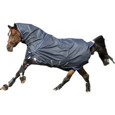 Horseware Amigo Bravo Plus Disc Coperta da turnout con cappuccio rimovibile, gr, Brown/Red/Gold/Red