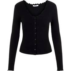 Pieces Nukisa Slim-Fit Ribbed Blouse - Black