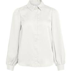 Vila L Blusen Vila Long Sleeve Satin Shirt - Snow White