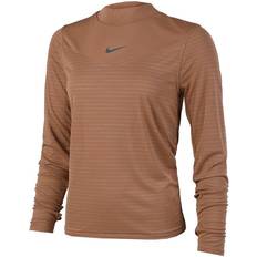 Brun - Dame - Løb T-shirts NIKE Dri-FIT Run Division Long-Sleeve Running Top Women - Archaeo Brown/Pink Oxford