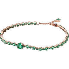 Pandora Sparkling Pavé Tennis Bracelet - Rose Gold/Green