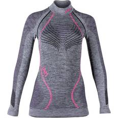 Dam - Gråa - Skidor Underställstoppar UYN Ambityon UW Long Sleeve Shirt Women - Black Melange/Purple/Raspberry