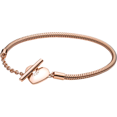 Bracelets Pandora Moments Heart T-Bar Snake Chain Bracelet - Rose Gold