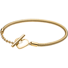 Moments Heart T-Bar Snake Chain Bracelet - Gold