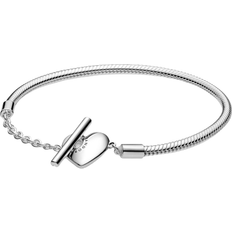 Bracelets Pandora Moments Heart T-Bar Snake Chain Bracelet - Silver