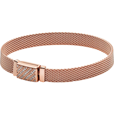 Pandora Reflexions Long Clasp Pavé Bracelet - Rose Gold/Transparent