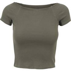 Urban Classics Ladies Off Shoulder Rib Tee - Olive