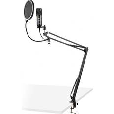 Vonyx CMS320T Microphone Studio USB avec Bras Articulé Réglable et Filtre Anti-Pop Titane