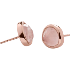 Monica Vinader Rose Gold Siren Stud Earrings Rose Quartz