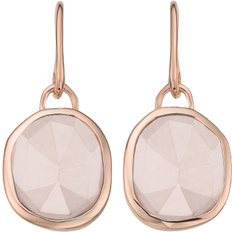 Monica Vinader Rose Gold Siren Wire Earrings Rose Quartz