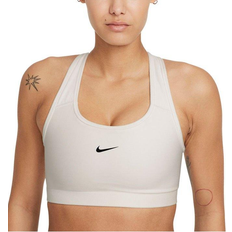 Nike Dri-FIT Swoosh Seamless Medium-Support Sports Bra - Summit White/Black