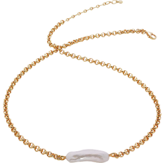 Monica Vinader Nura Biwa Necklace - Gold/Pearl