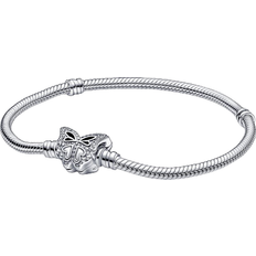 Pandora Armbanden uitverkoop Pandora Snake Chain Bracelet met Vlindersluiting - Sterlingzilver/Cubic Zirconia