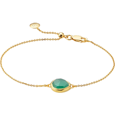 Monica Vinader Siren Green Onyx Fine Chain Bracelet, Gold Vermeil on Silver