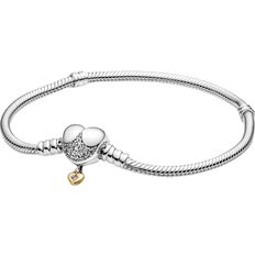 Pandora Disney Princess Moments Heart Snake Chain Bracelet - Silver/Transparent