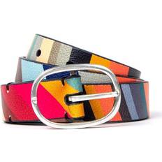 Multicolored - Women Belts Paul Smith Women's Swirl Print & Black Leather Reversible Belt - Multicolour