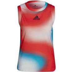 Red - Tennis Tops adidas Melbourne Tennis Printed Match Tank Top Women - White/Vivid Red/Sky Rush/Black