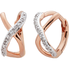 Monica Vinader Riva Crossover Mini Huggie Earrings - Rose Gold/Diamond