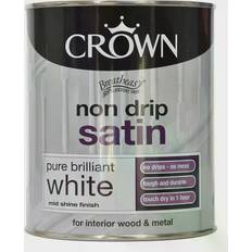 Crown Non Drip Metal Paint, Wood Paint Pure Brilliant White 0.75L