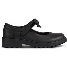 Geox Casey Bow Leather School Shoes - Black