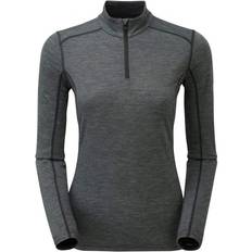 Merino Wool Base Layer Tops Montane Primino 140 Zip Neck Baselayer Women - Black