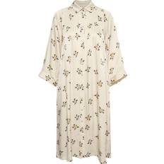 Part Two Nianna Jurk Dress - White Cap Grey Leaf Print
