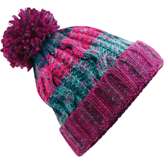 Beechfield Unisex Adults Corkscrew Knitted Pom Pom Beanie Hat - Winter Berries