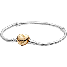 Pandora Joyería Pandora Moments Heart Clasp Snake Chain Bracelet - Silver/Gold