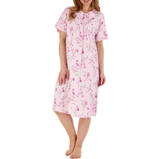 Slenderella 42" Picot Trim Floral Jersey Nightdress - Pink