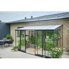 Lean växthus Halls Greenhouses Qube 612 7.1m² Aluminium Säkerhetsglas