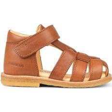 Sandal with Closed Toe and Velcro - Cognac